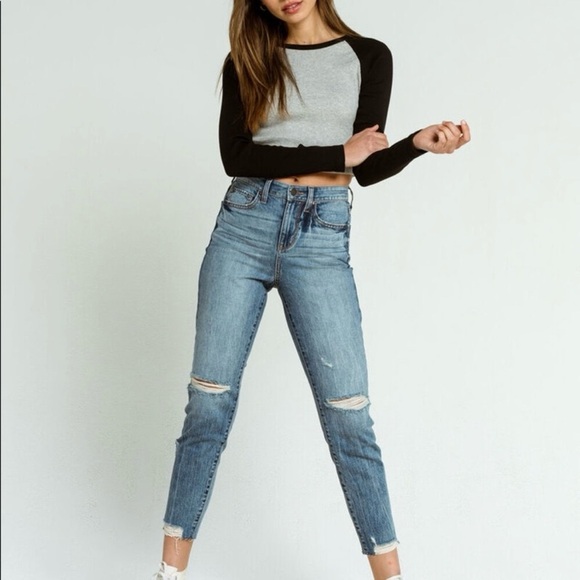 RSQ Vintage Mom Jeans Women’s 24 Blue Medium Wash Ripped Distressed Stretch - Picture 2 of 16